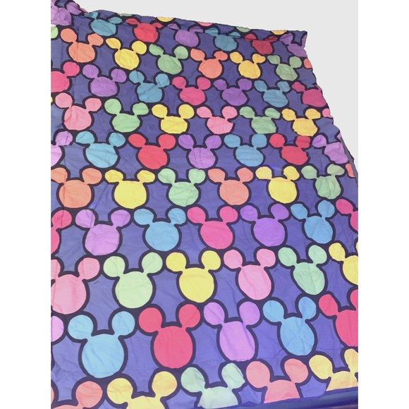 Disney Mickey Heads Ears Twin Comforter Blanket Blue 60"x80" Vintage - Picture 3 of 10
